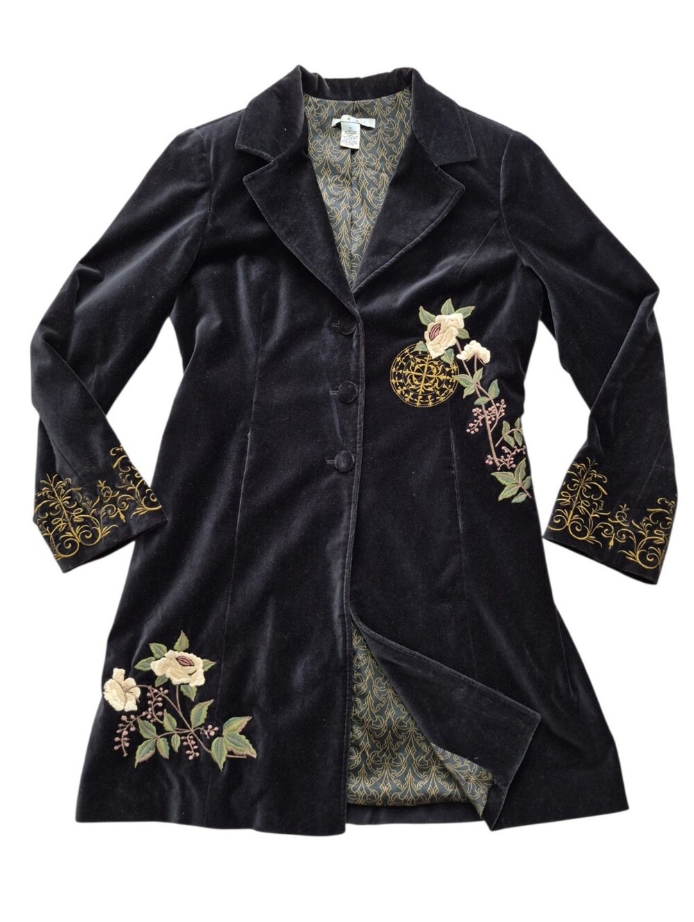 Vintage CAbi Antoinette Black Embroidered Velvet Coat 10 Whimsigoth Victorian